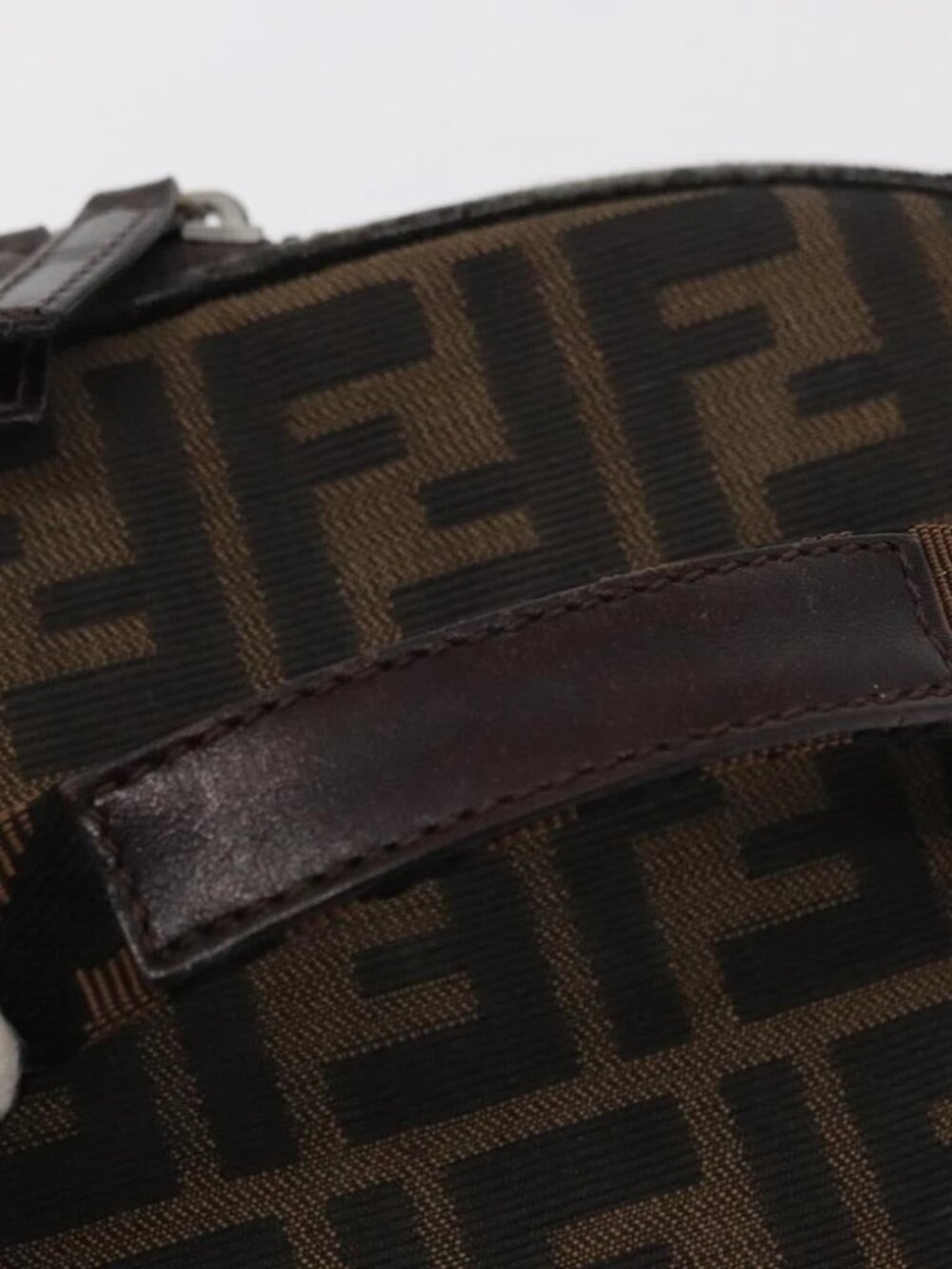 FENDI Zucca Canvas Vanity Pouch Black Brown Silver Auth - Picture 9 of 15